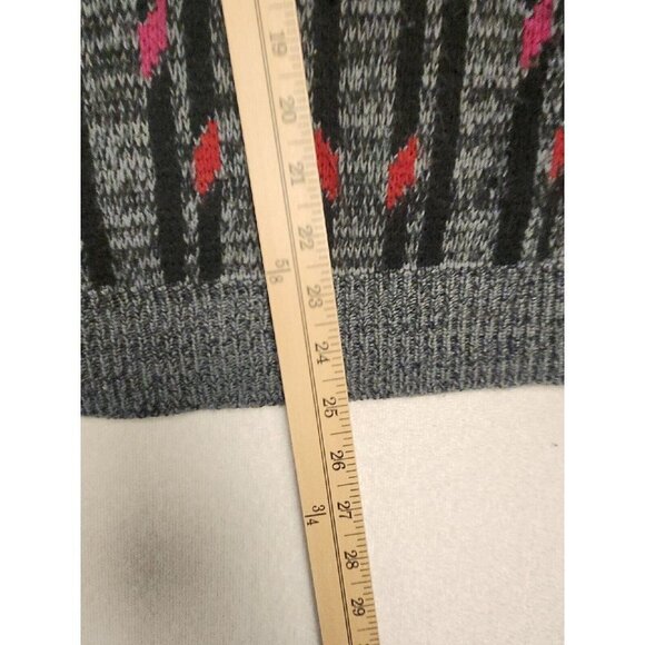 Vintage 90s Permit Striped Design Mens Pullover Sweater- Size XL Gray/Red - Picture 3 of 6